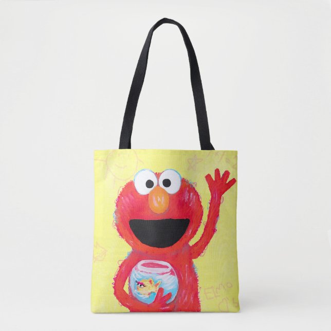 Bolsa Tote Rua Sésamo | Elmo com Peixes Goldfish (Frente)
