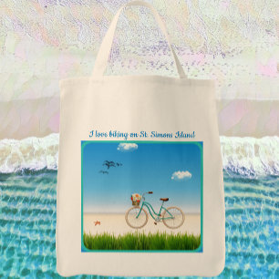 Bolsa Tote Rua: Simons Island GA Beach Biking Tote Bag