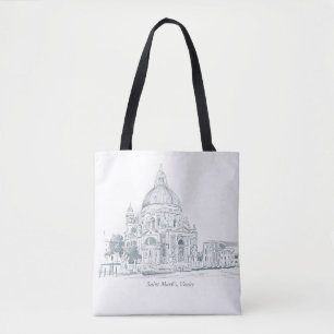 Bolsa Tote Ruas Basilica Veneza Itália Caneta em Desenho de T