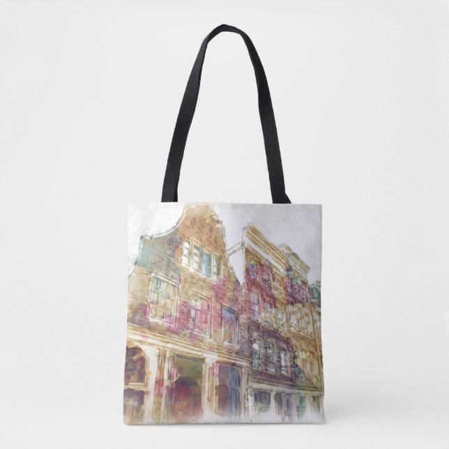 Bolsa Tote Ruas de Amsterdão velha (Frente)