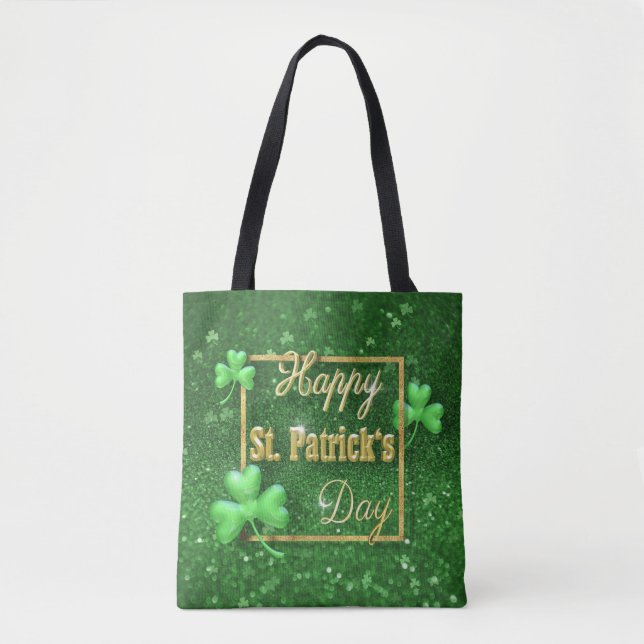 Bolsa Tote Ruas, Shamrock Dourado no Dia de Patrick (Frente)