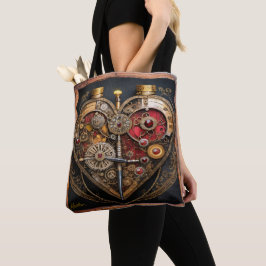 Bolsa Tote Rubis e Engrenagens Steampunk Coração Sombrio