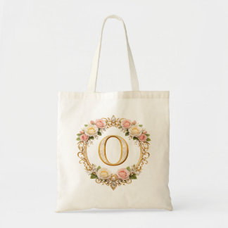 Bolsa Tote Rubor Rosa Dourado Floral Monograma Letra O Casame