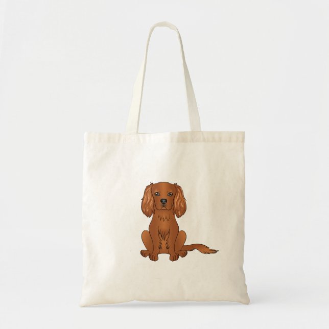 Bolsa Tote Ruby Cavalier King Charles Spaniel Cog Sentado (Frente)