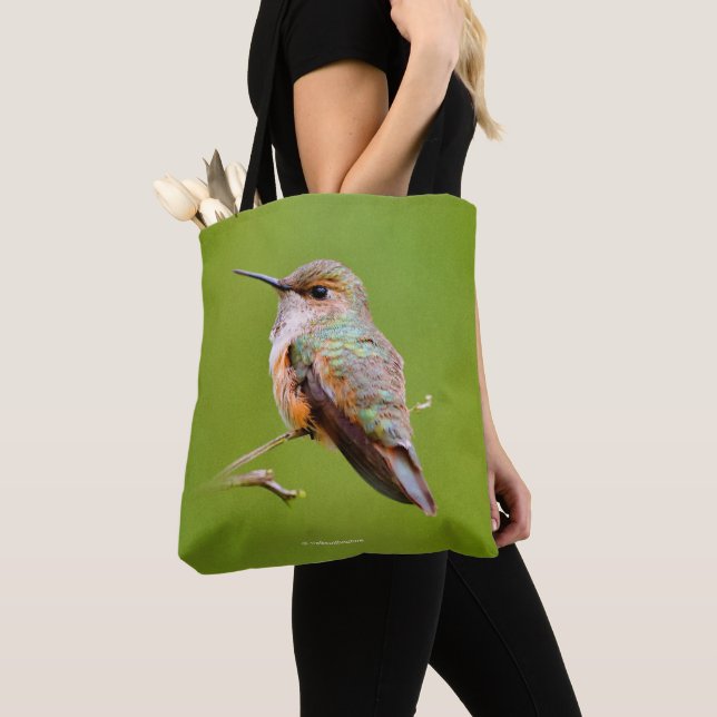 Bolsa Tote Rufous Hummingbird Sentado no Lilac da Califórnia (Close Up)