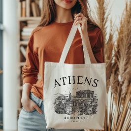 Bolsa Tote Rustic Acropolis of Greece Sketch