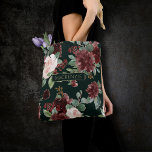 Bolsa Tote Rustic Bloom | Terracotta e Marsala Red Custom<br><div class="desc">Padrão Floral do Jardim Negrito: Flores vibrantes, pintadas à mão, borrifadas, blush e marinhos em um padrão de buquê floral de aquarela embelezado por riso botânico e sotaques verdes da floresta caçadora profunda. Da coleção "Boho Bloom", este lindo layout apresenta um rico buquê de flor silvestre boêmia com flores radiantes...</div>