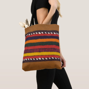 Bolsa Tote Rustic Faux Leather Ethnic Strips Chic Western