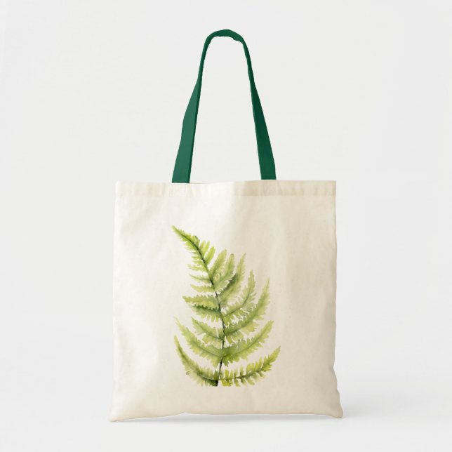 Bolsa Tote Rustic Fern Leaf Botanical Watercolor (Frente)