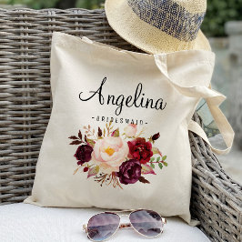 Bolsa Tote Rustic Floral Bridesmaid Personalizada