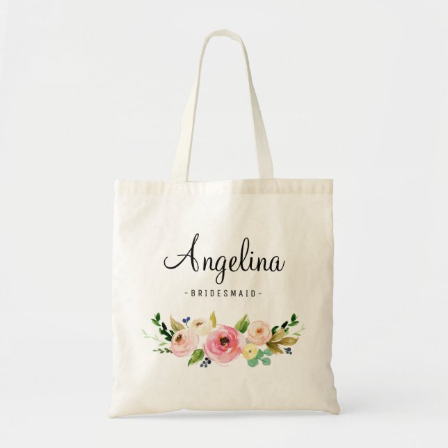Bolsa Tote Rustic Floral Bridesmaid Personalizada- 03 (Frente)
