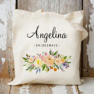 Bolsa Tote Rustic Floral Bridesmaid Personalizada- 07