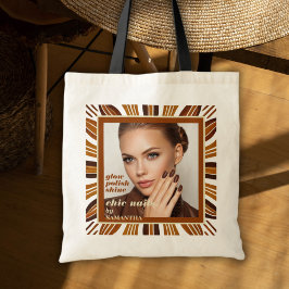 Bolsa Tote Rustic Nail Salon Business Foto Social & QR Code