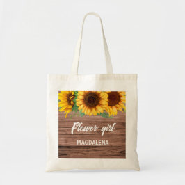 Bolsa Tote Rustic Sunflower Flower girl Bridesmaids gift 