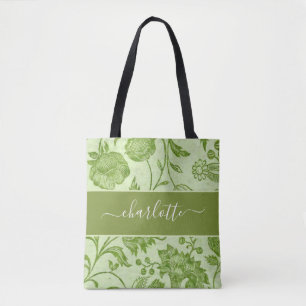 Bolsa Tote Rustic Vintage Green Floral