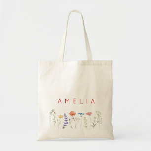 Bolsa Tote Rustic Wildflower Bridesmaid Name