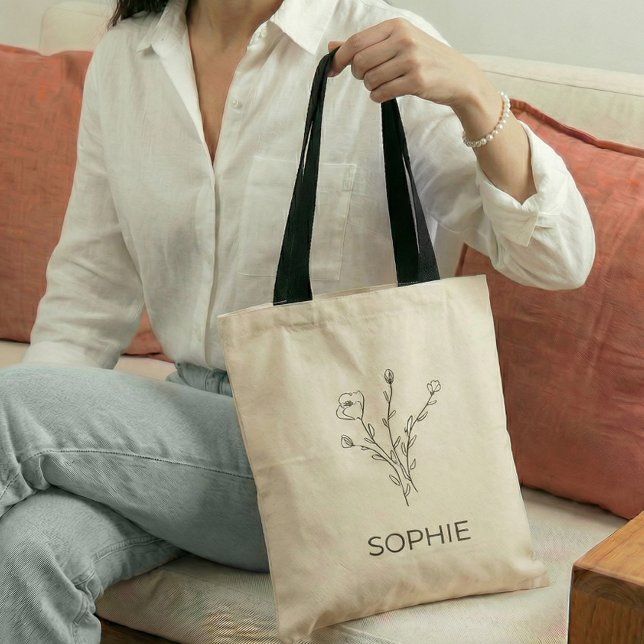 Bolsa Tote Rustic Wildflower Bridesmaid Nome Tote Bag (Criador carregado)