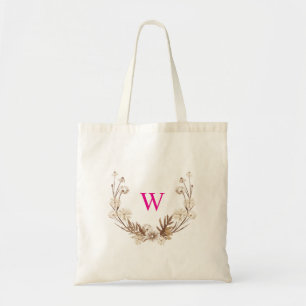 Bolsa Tote Rustic Wildflower Bridesmaid Rosa Elegante Inicial