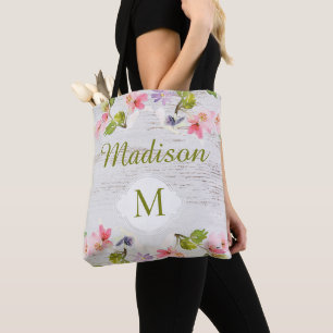 Bolsa Tote Rústica Madeira Plástica Bridesmaid Trendy Monog