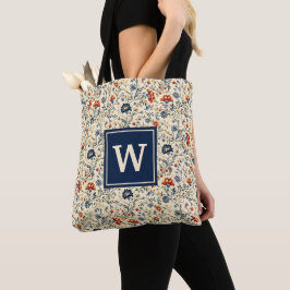 Bolsa Tote Rústico Floral Escandinavo Flores Selvagens Monogr