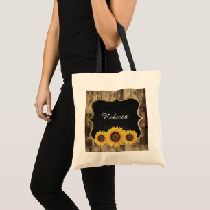 Bolsa Tote Rústico girassol Casamento Apelido Tote Bag