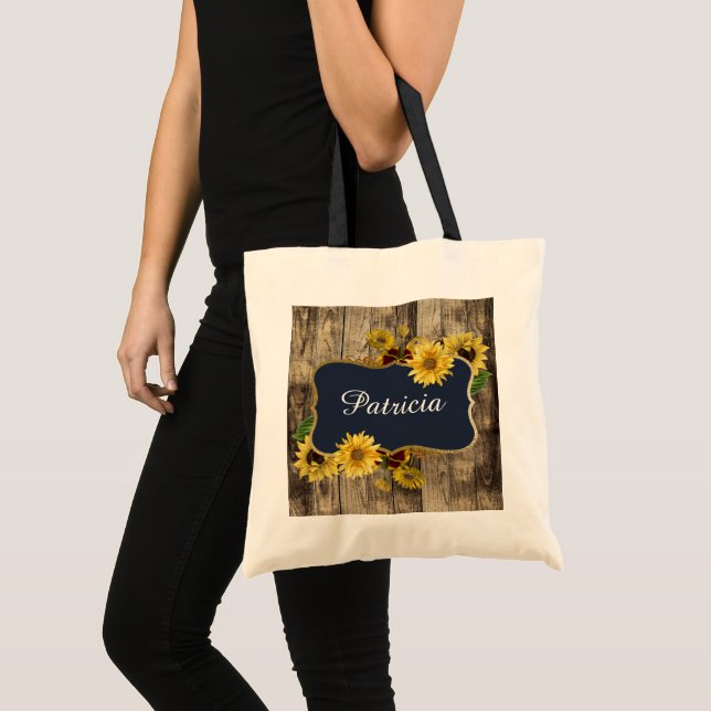 Bolsa Tote Rústico girassol Casamento Apelido Tote Bag (Frente (produto))