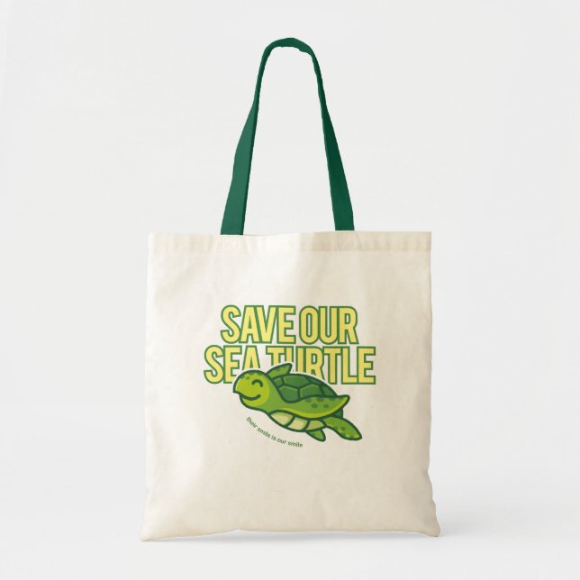 Bolsa Tote S.O.S salvar nossa tartaruga de mar Totebag (Frente)