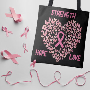 Bolsa Tote Saber sobre o Cancer da mama borboleta