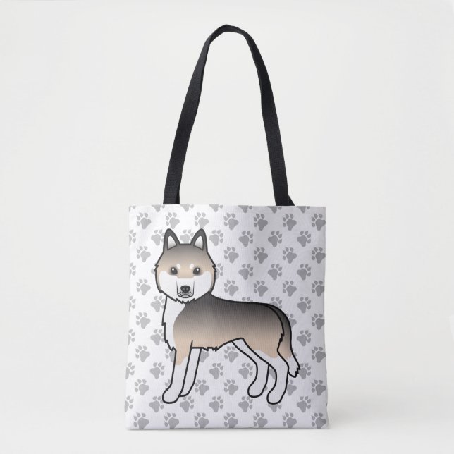 Bolsa Tote Sable Siberian Husky Cartoon Cachorro & Patas Bols (Frente)