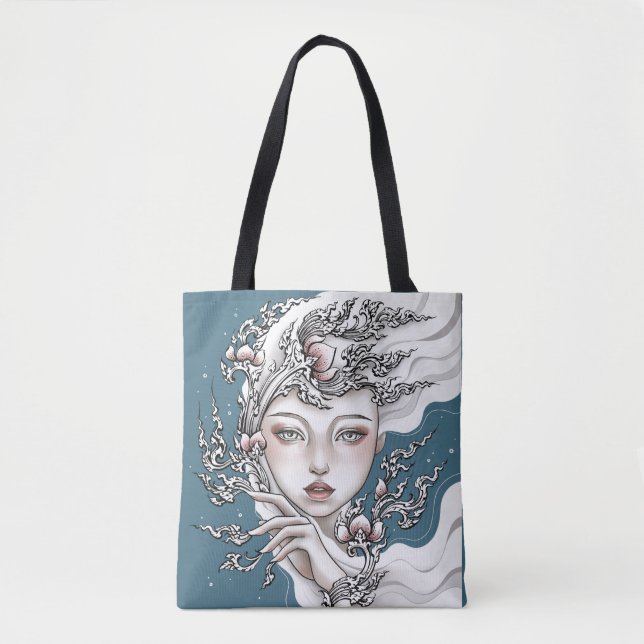 Bolsa Tote Sac fourre-tout Déesse du lotus Thailandais bleu (Frente)