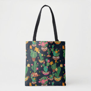 Bolsa Tote Saca Colorido Jardim de Cactus