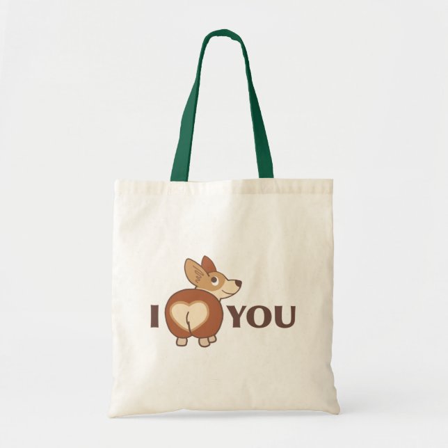 Bolsa Tote Saca Corgi Eu Amo Você (Frente)