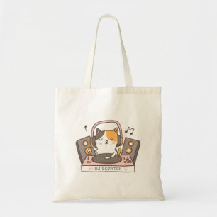 Bolsa Tote Saca Cute DJ Scratch Kitty Cat Pun Humor