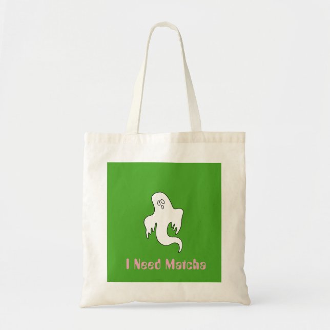 Bolsa Tote Saca Cute Ghost Eu Preciso Matcha Kawaii (Frente)