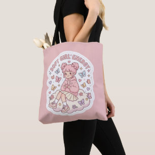 Bolsa Tote Saca Cute Kawaii Soft Girl Energy Rosa Pastel