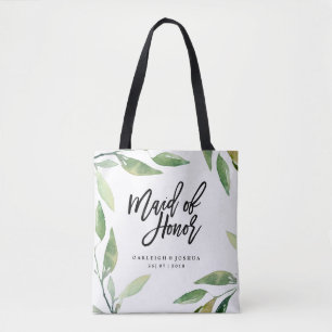Bolsa Tote Saca da Dama de Honra Folhas Boêmias Casamento