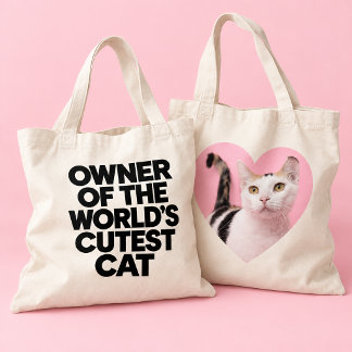 Bolsa Tote Saca de Amante de Gato Engraçado Adicionar Foto do