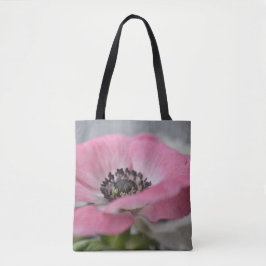 Bolsa Tote Saca de Arte Botânico Suave Rosa Bege – Anêmona