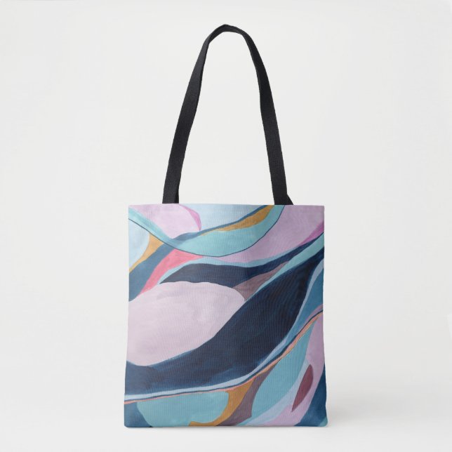 Bolsa Tote Saca de bloco de cores de arte abstrata (Frente)