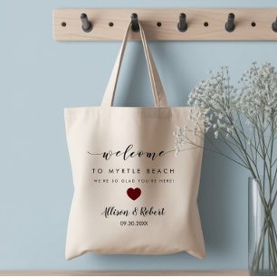 Bolsa Tote Saca de Boas-Vindas de Casamento Borgonha para Des