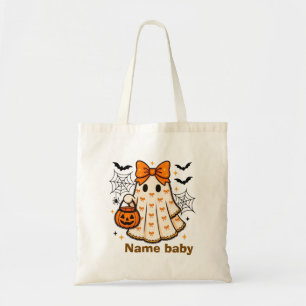 Bolsa Tote Saca de Bruxa Fantasma Fofa Halloween Nome Persona