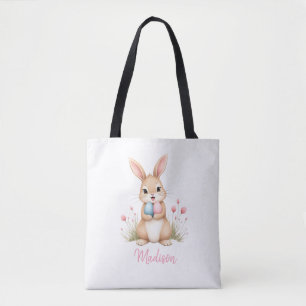 Bolsa Tote Saca de caça a ovos de Páscoa com nome personaliza
