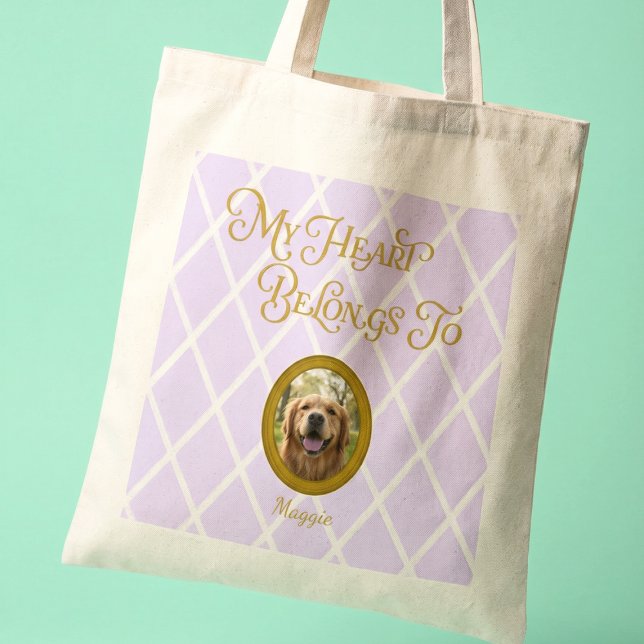 Bolsa Tote Saca de Compras com Foto de Golden Retriever | Nom (Criador carregado)