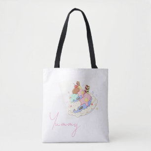 Bolsa Tote Saca de compras com ilustrações de sobremesas fofa