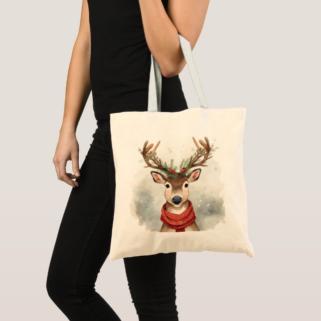 Bolsa Tote Saca de compras Cute Reindeer Christmas Budget (Frente (produto))