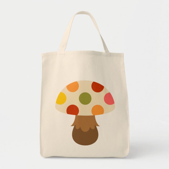 Bolsa Tote Saca de compras de cogumelos coloridos fofos (Frente)