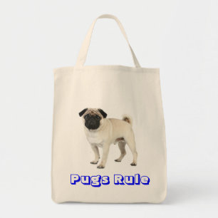 Bolsa Tote Saca de compras de lona com cachorrinho Pug amoros