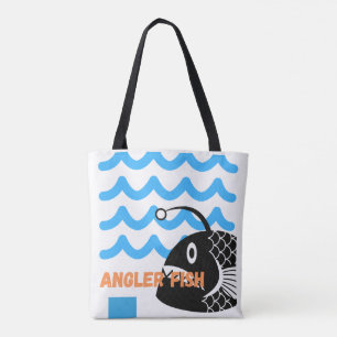 Bolsa Tote Saca de Compras de Peixe-Lanterna Fofo Ondas do
