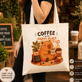 Bolsa Tote Saca de Compras do Capivara Fofinho Amante de Café