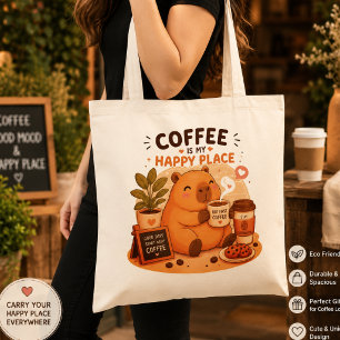 Bolsa Tote Saca de Compras do Capivara Fofinho Amante de Café